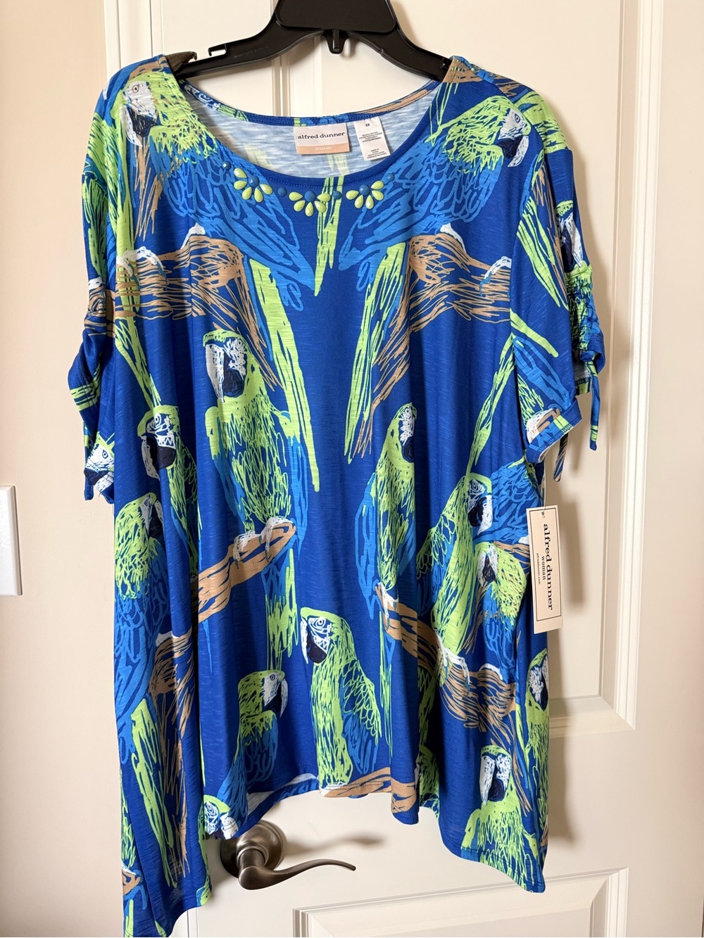Alfred Dunner Royal Blue Tropical Parrot Tunic NWT